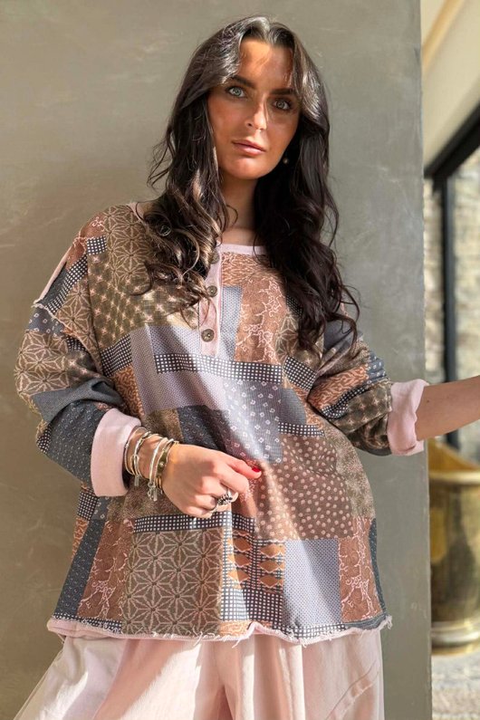 Hippie Shake Patchwork Sweatshirt Candy Rose